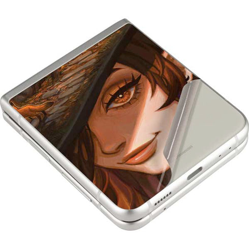 Halloween Pumpkin Witch with Fox by Ivy Dolamore Galaxy Z Flip4 5G Skin